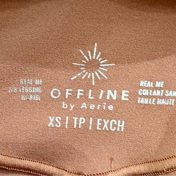 Aerie real me hi- rise two tone orange/brown leggings. - Picture 1 of 5